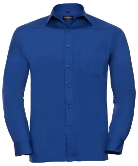 Long sleeve polycotton easycare poplin shirt | Bright Royal