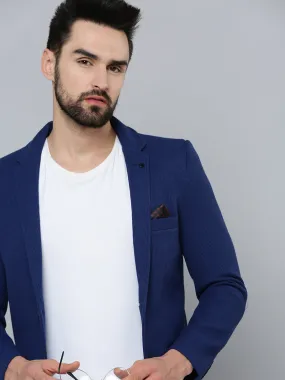 Men Blue Solid Blazer