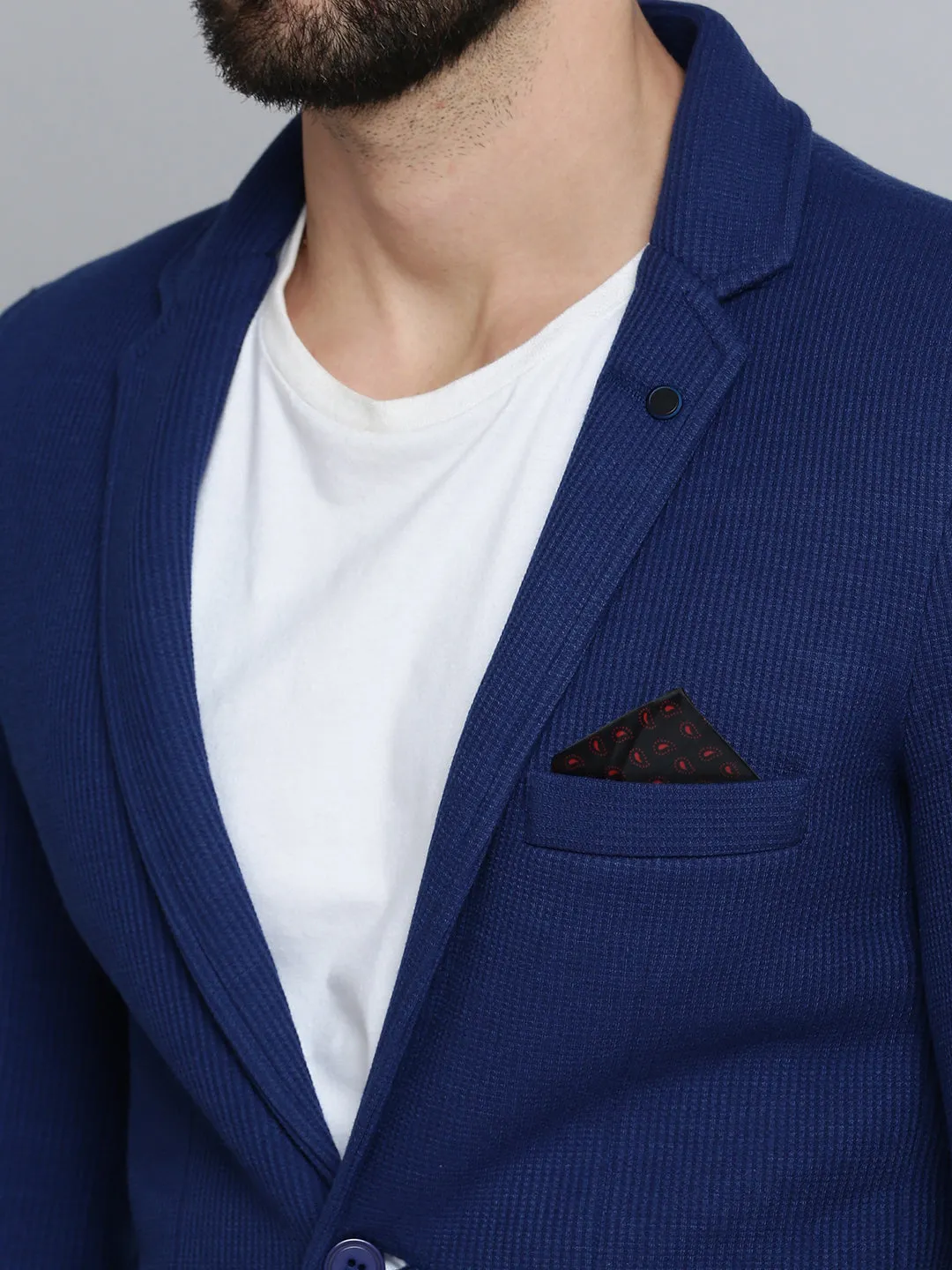 Men Blue Solid Blazer