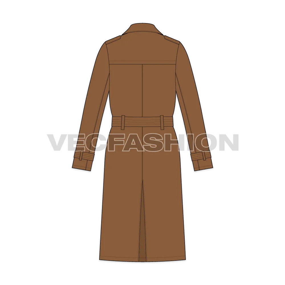 Mens Classic Trench Coat Vector Sketch