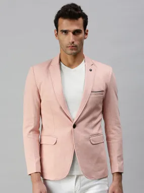 Men's Solid Pink Single Breasted Blazer