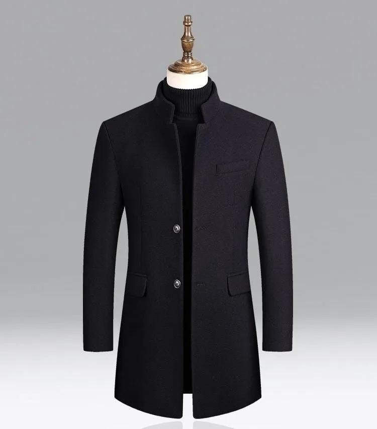 Men's Winter Mid-Long Trench Classic Solid Thickening coat - S4025989