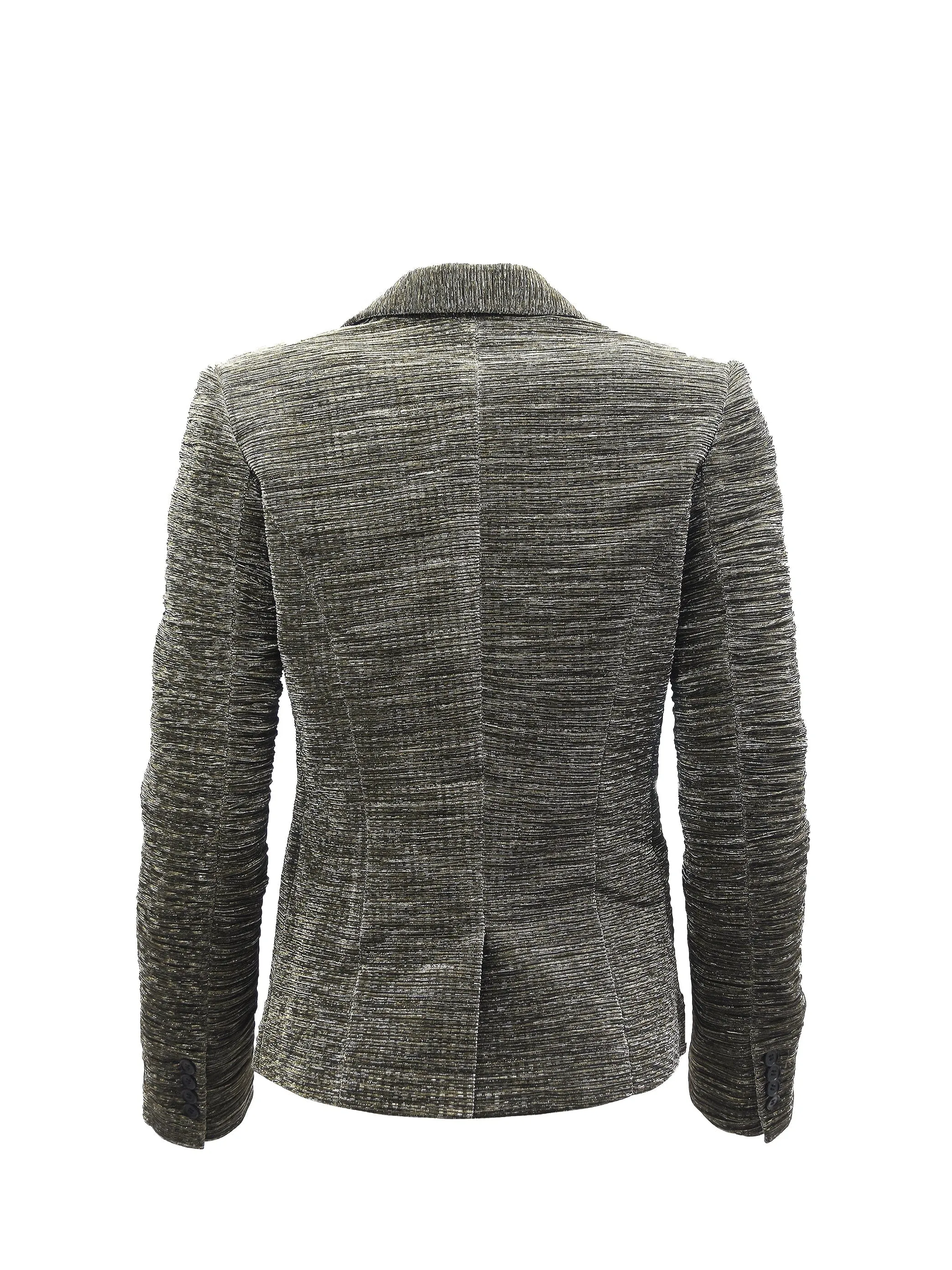 Metallic Crinkle Classic One Button Blazer