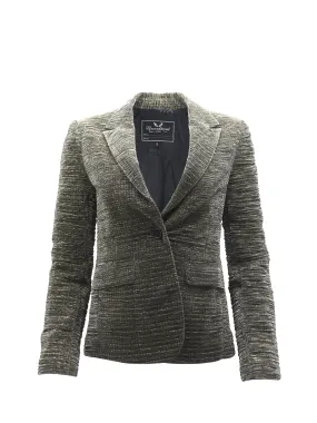 Metallic Crinkle Classic One Button Blazer