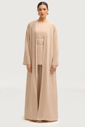 Nevene Open Abaya - Stone