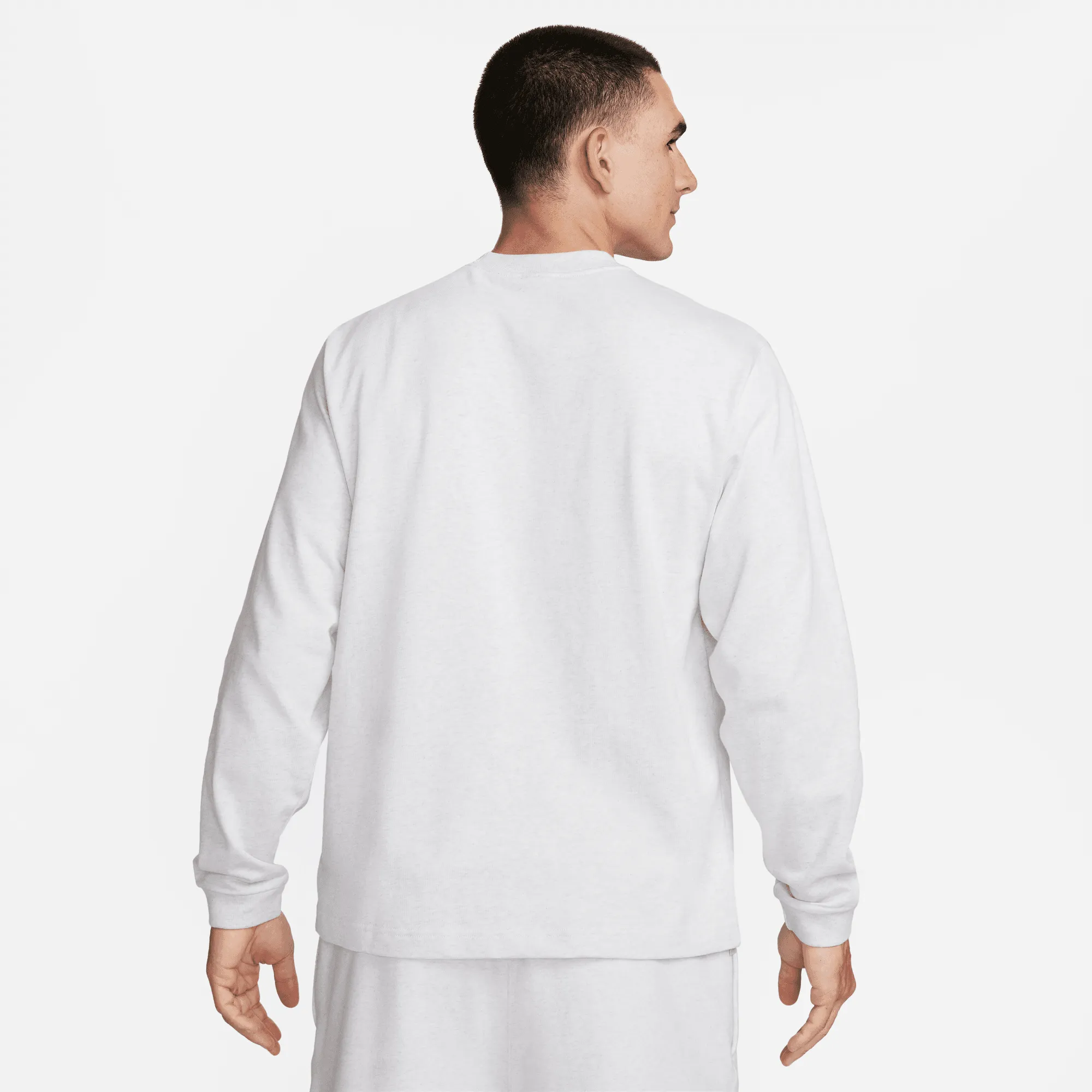 Nike Solo Swoosh Heather White Long-Sleeve Top