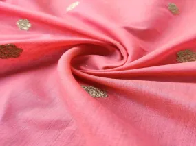 Orange & Golden Motifs Embroidered Chanderi Silk Fabric (Wholesale)