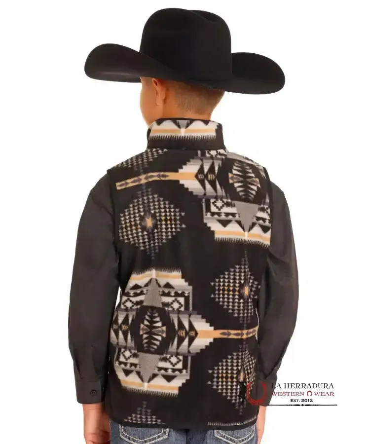 PANHANDLE BLACK AZTEC PRINTED FLEECE VEST