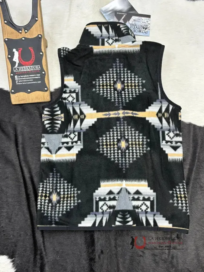 PANHANDLE BLACK AZTEC PRINTED FLEECE VEST