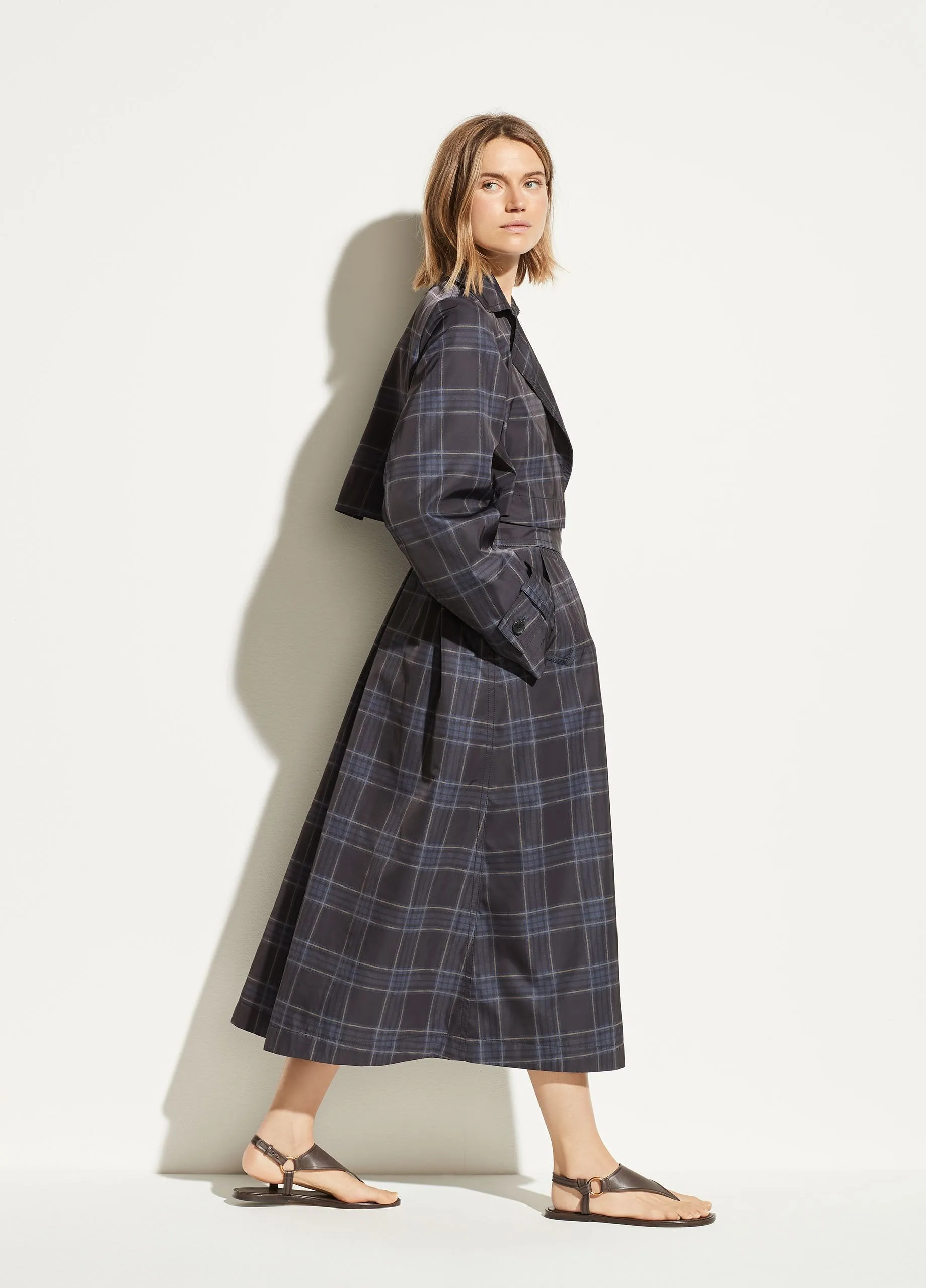 Plaid Trench in Marine