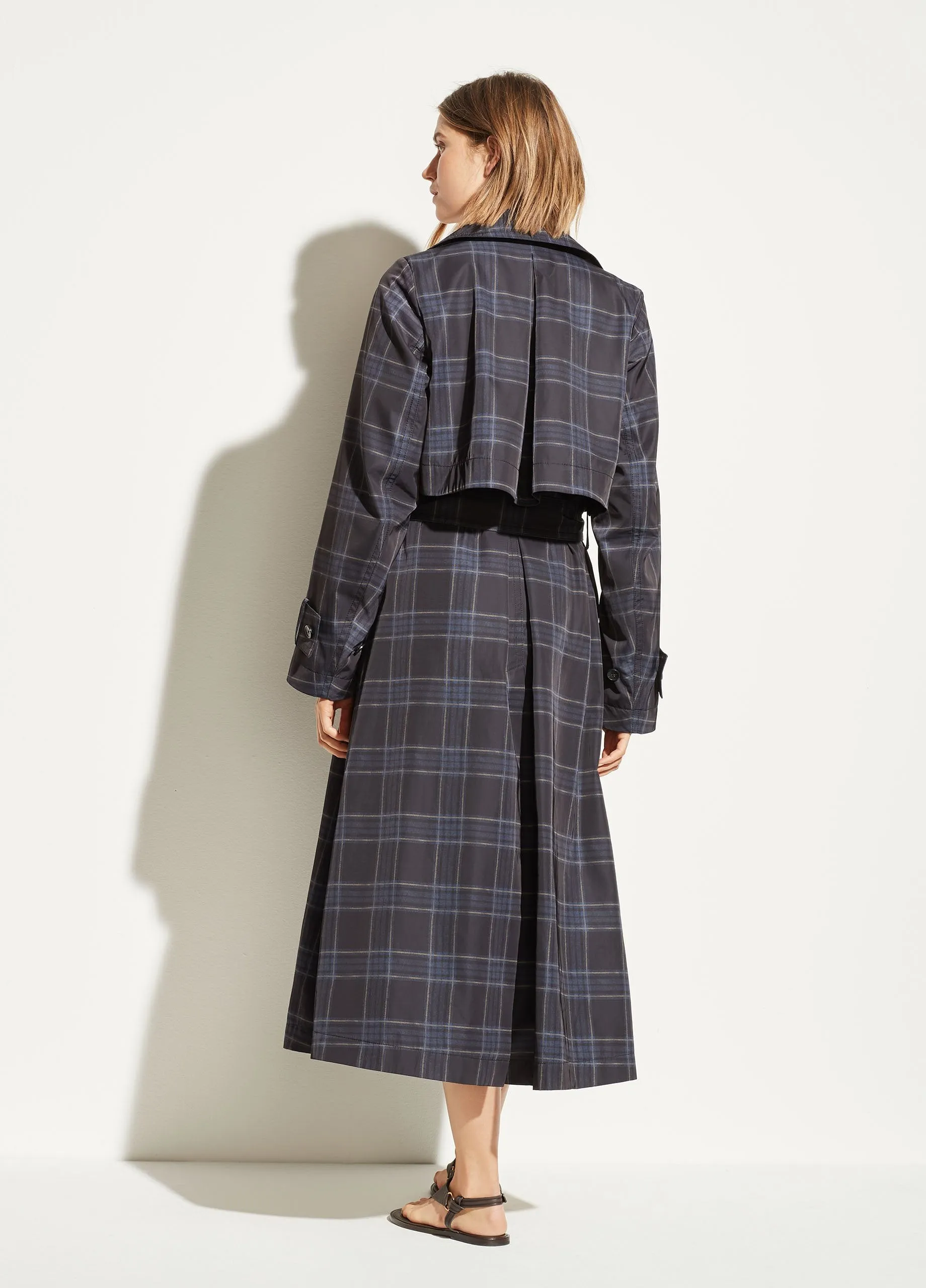 Plaid Trench in Marine