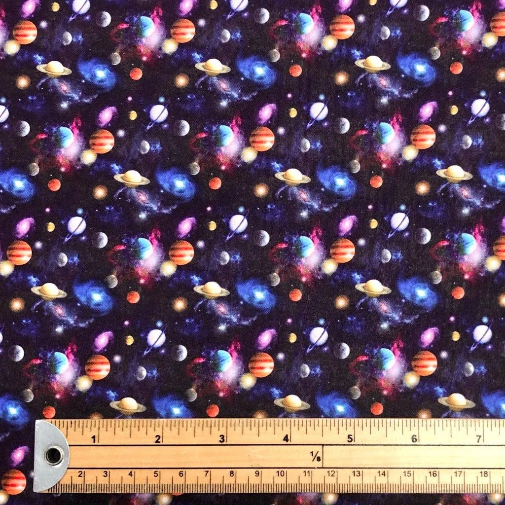 Planets and Galaxies Cotton-Touch Polyester Fabric