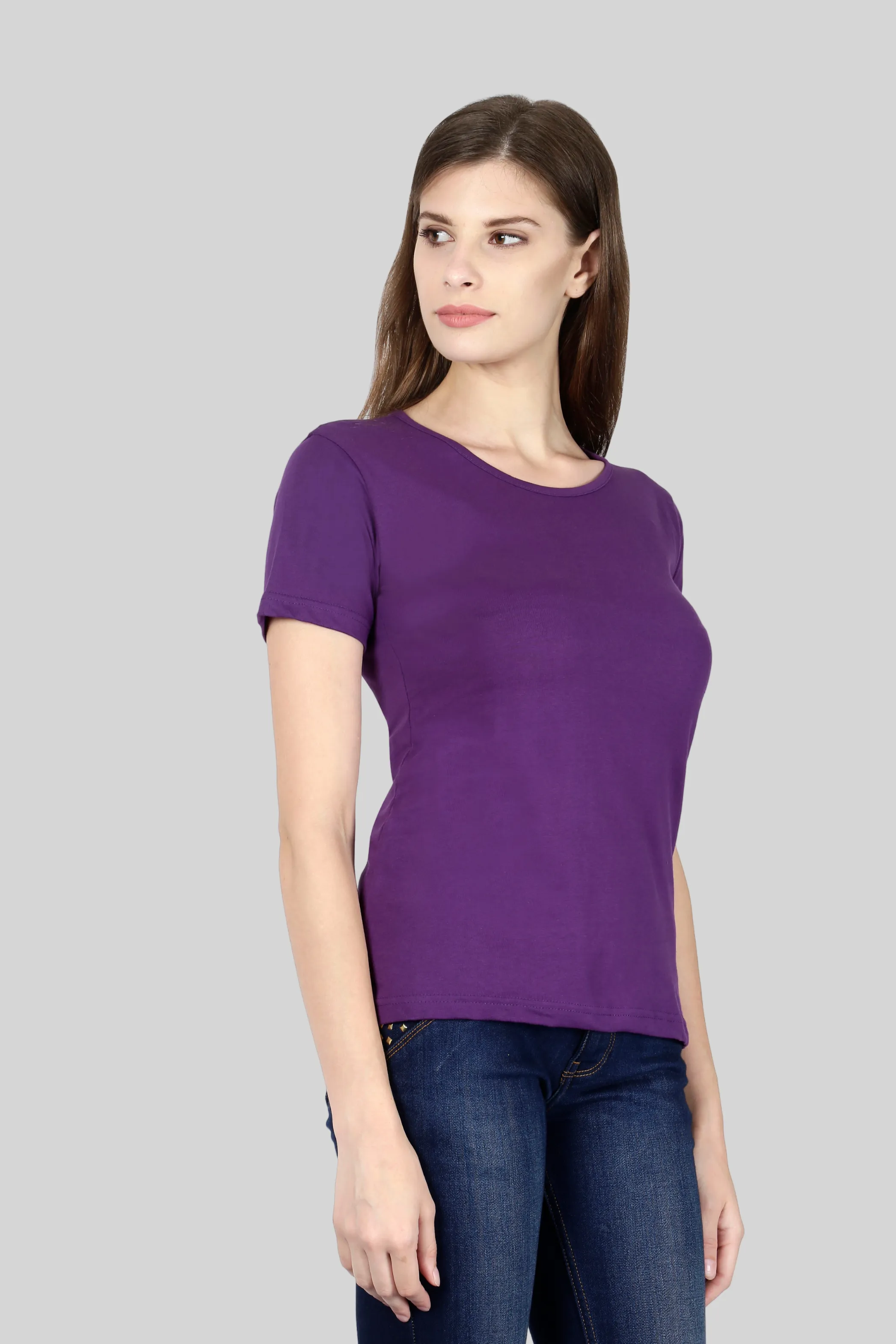 Purple Scoop Neck T-shirt for women