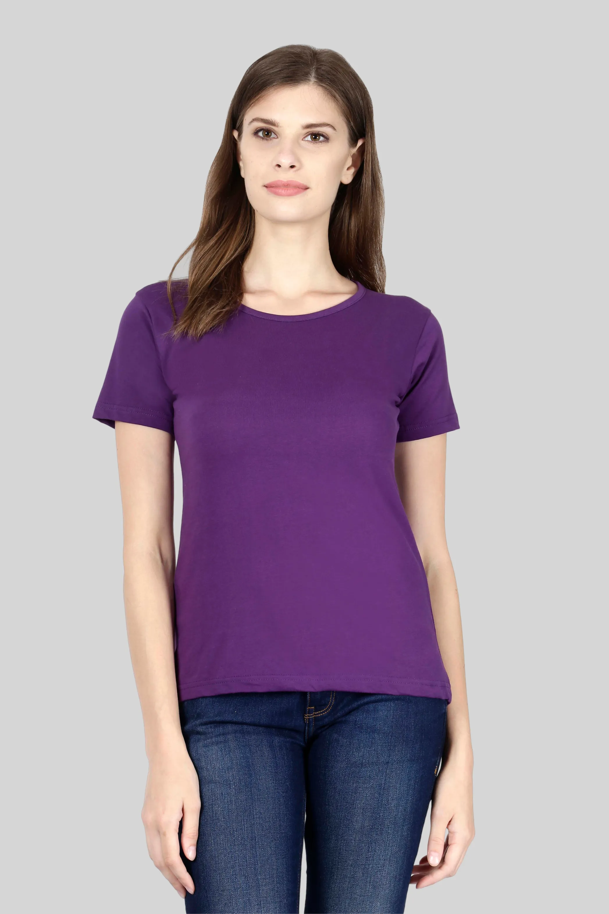 Purple Scoop Neck T-shirt for women