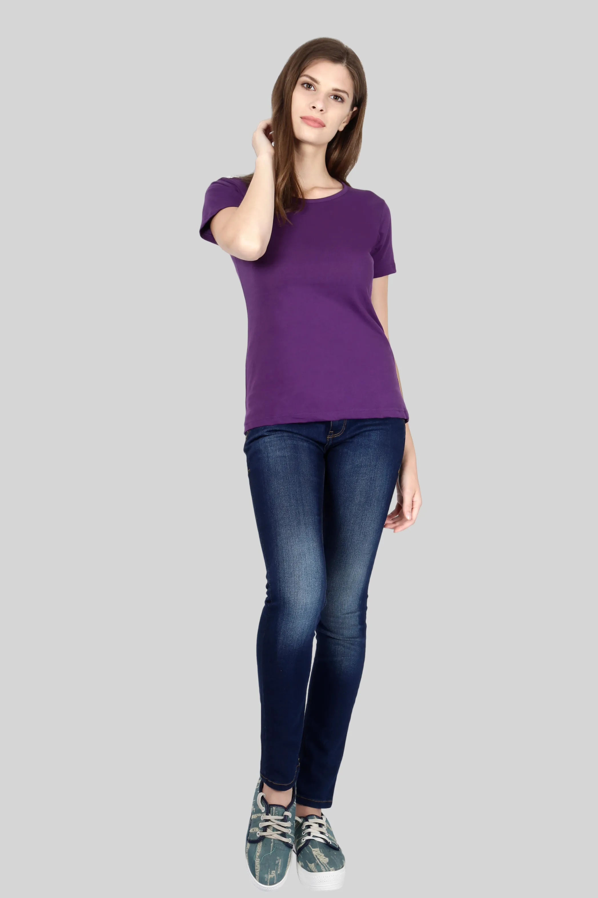 Purple Scoop Neck T-shirt for women