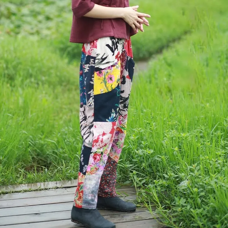 Random Patchwork Floral Hippie Pants