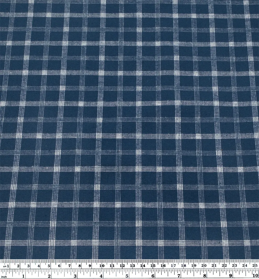 Remnant - 1.1m - Check Classic Cotton Flannel - Deep Ocean/White