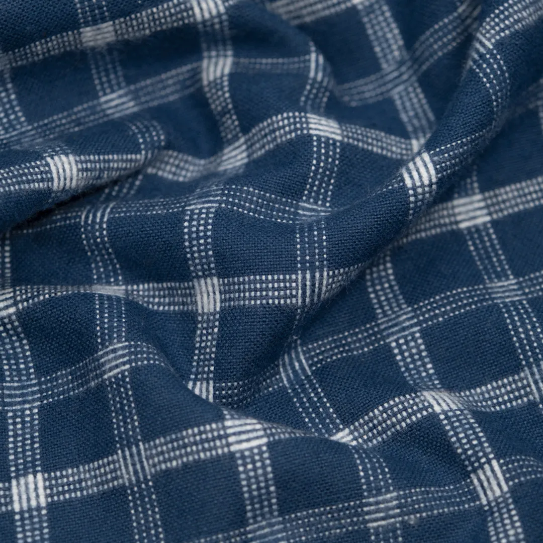 Remnant - 1.1m - Check Classic Cotton Flannel - Deep Ocean/White