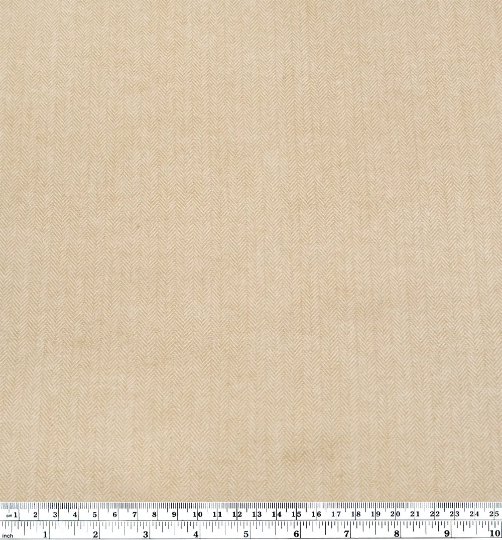 Remnant - 1.5m - Herringbone Classic Cotton Flannel - Cashew