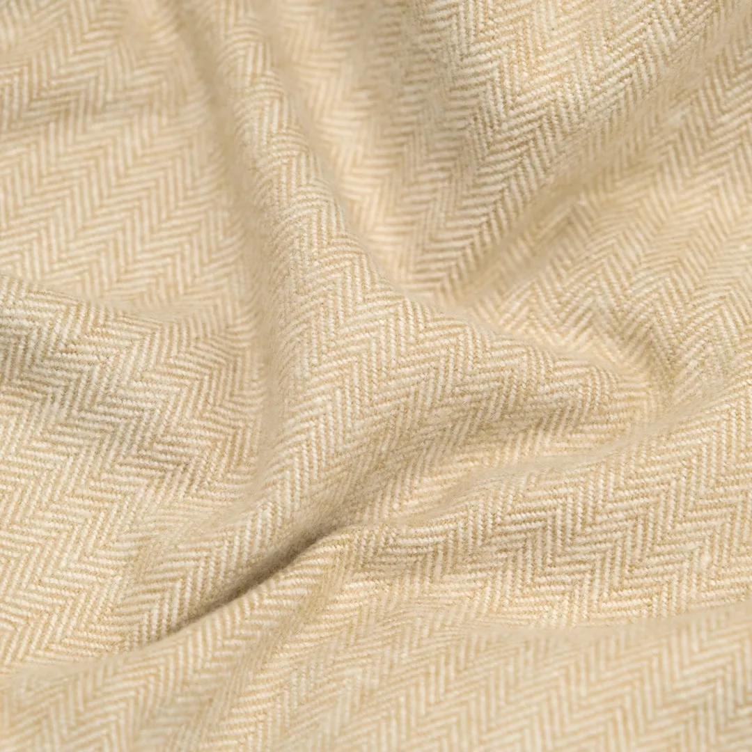 Remnant - 1.5m - Herringbone Classic Cotton Flannel - Cashew