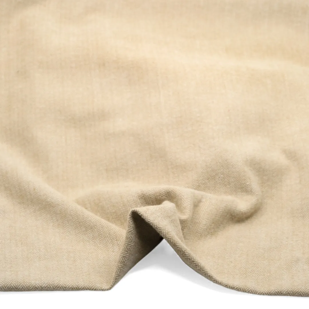 Remnant - 1.5m - Herringbone Classic Cotton Flannel - Cashew