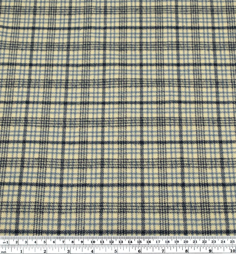 Remnant - 2.3m - Plaid Classic Cotton Flannel - Vanilla/Bluestone/Navy