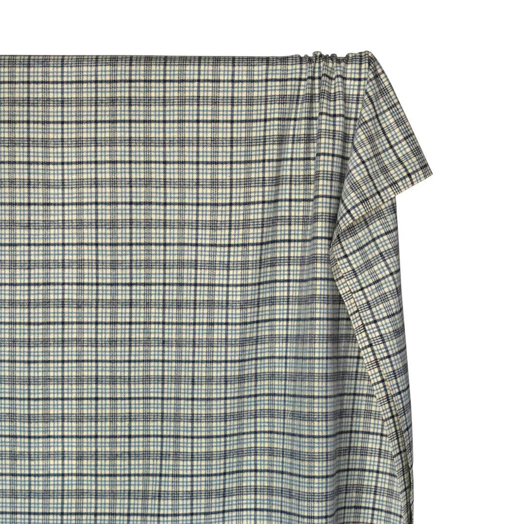 Remnant - 2.3m - Plaid Classic Cotton Flannel - Vanilla/Bluestone/Navy