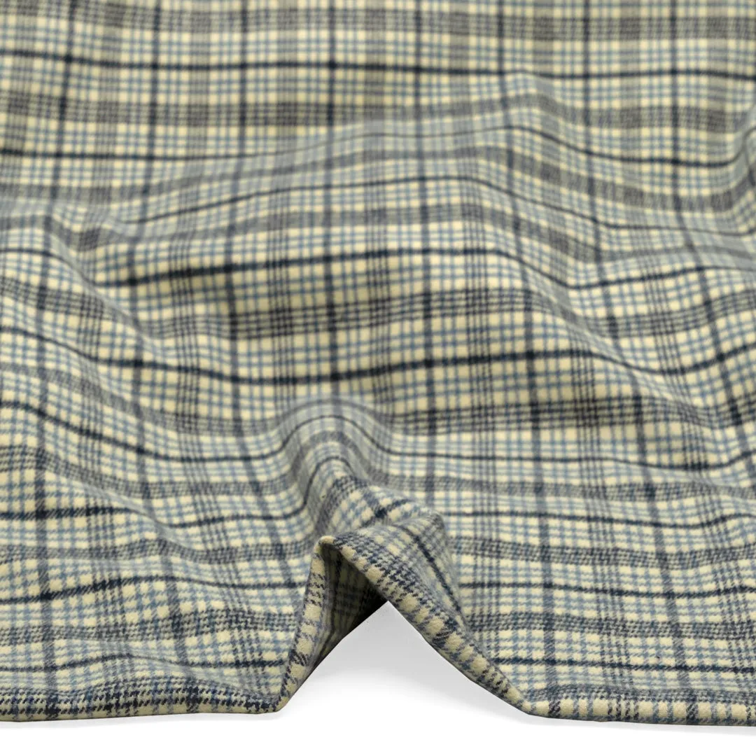 Remnant - 2.3m - Plaid Classic Cotton Flannel - Vanilla/Bluestone/Navy