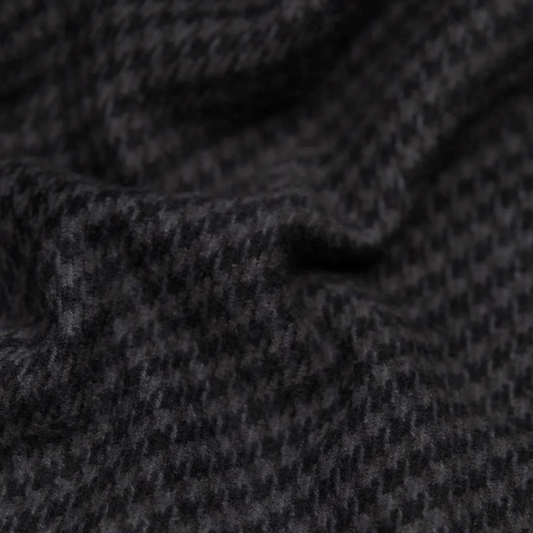 Remnant - 90cm - Houndstooth Classic Cotton Flannel - Charcoal