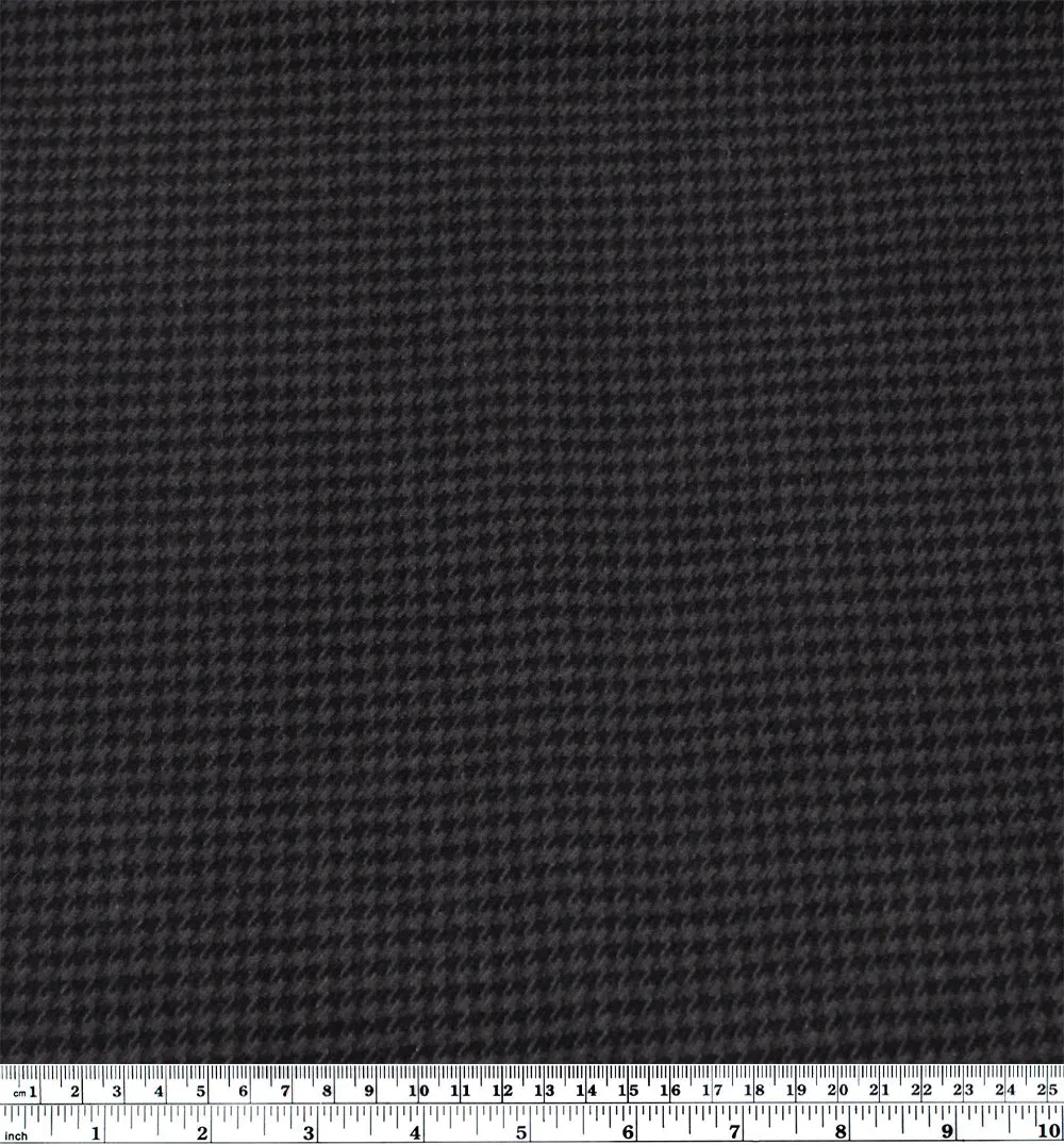 Remnant - 90cm - Houndstooth Classic Cotton Flannel - Charcoal