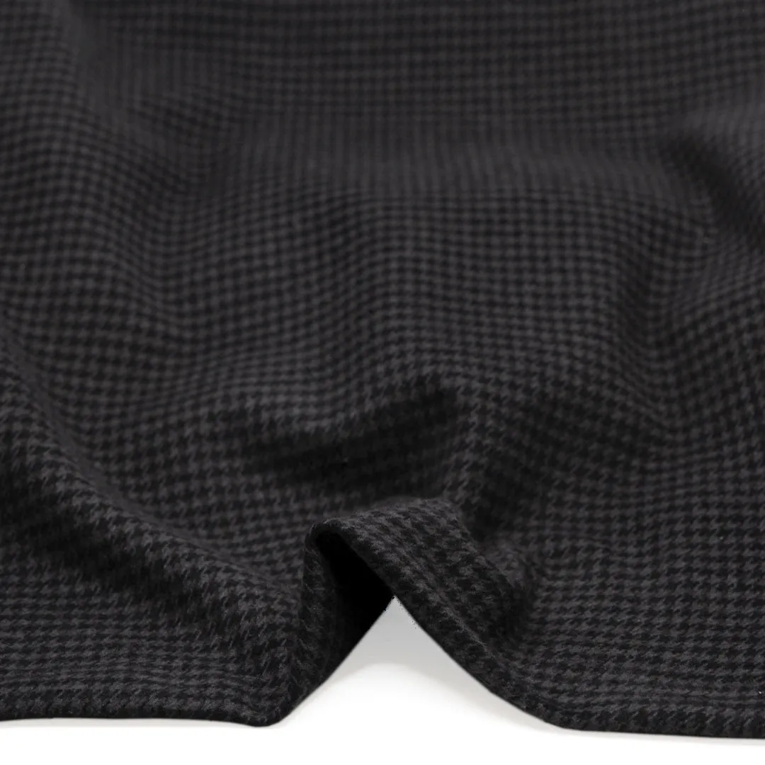 Remnant - 90cm - Houndstooth Classic Cotton Flannel - Charcoal