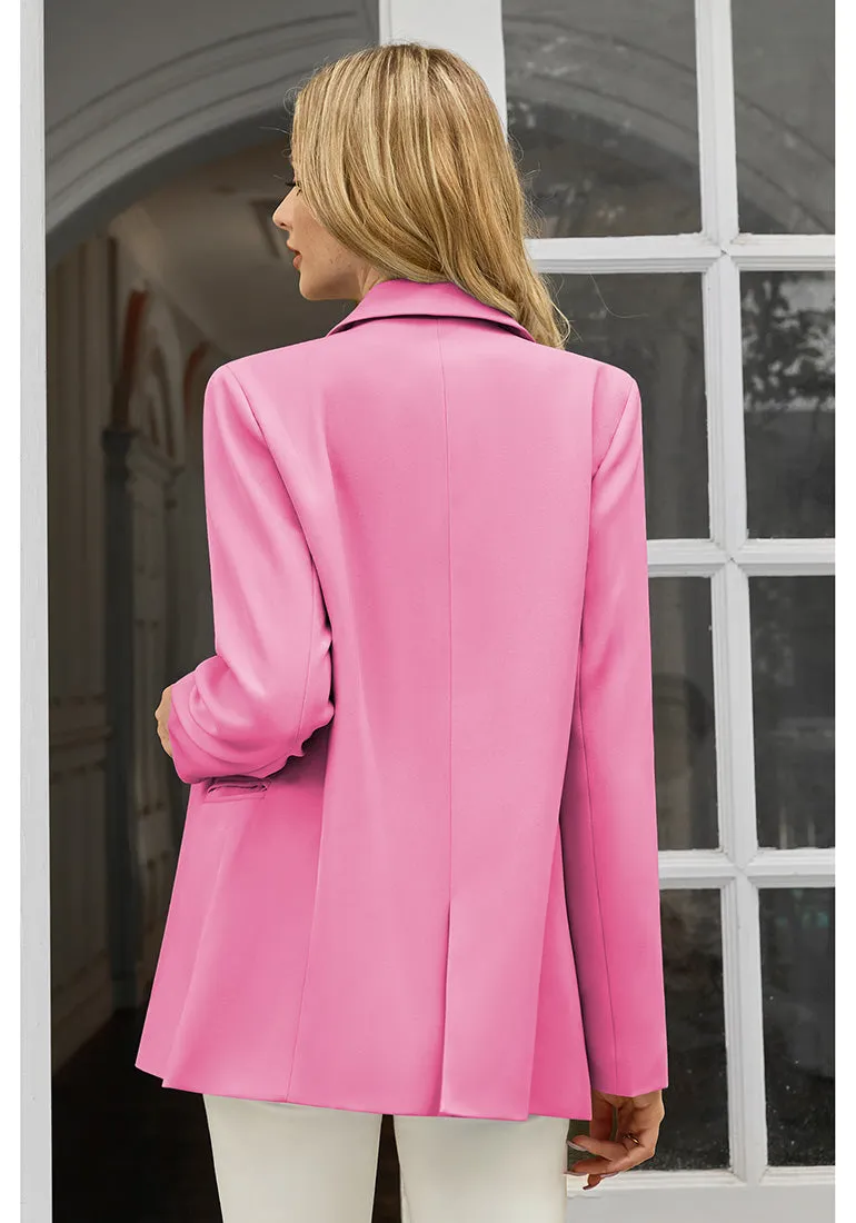 Sachet Pink Women's Office Casual Long Sleeve Pocket Blazer Jacket