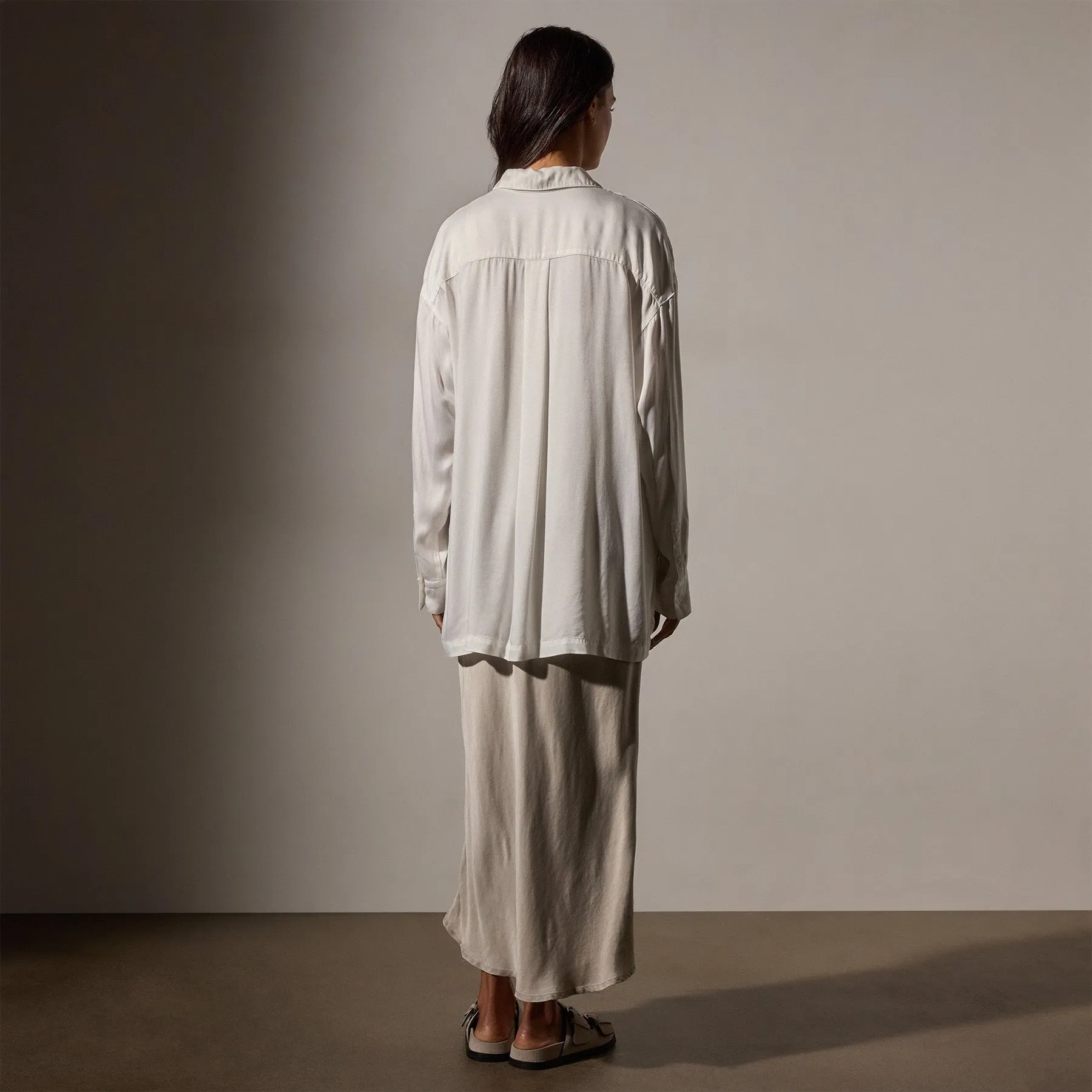 Satin Oversized Shirt - White