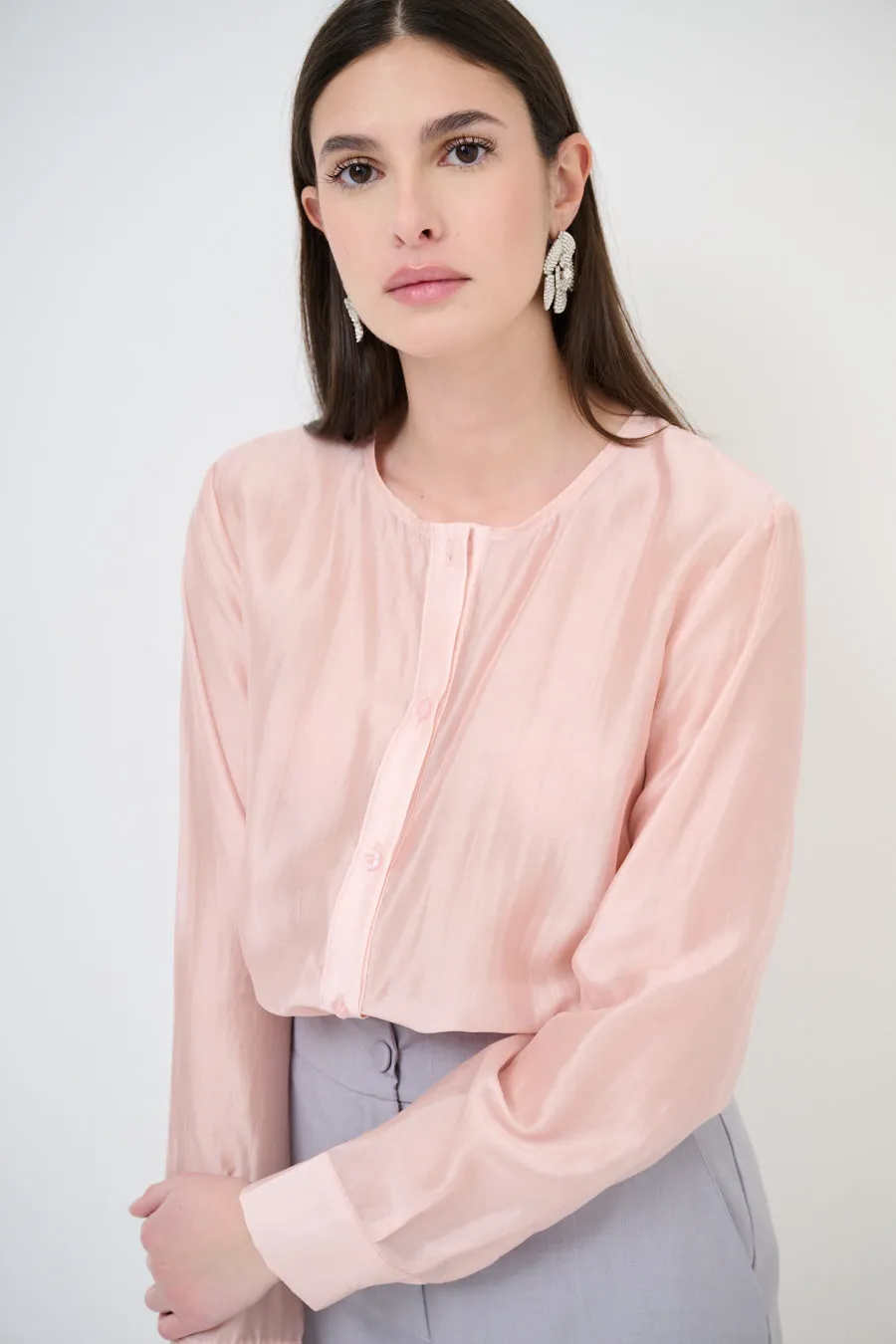 Sheer long-sleeve blouse wholesale