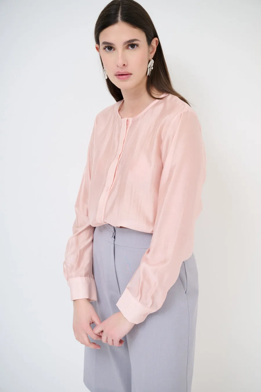 Sheer long-sleeve blouse wholesale