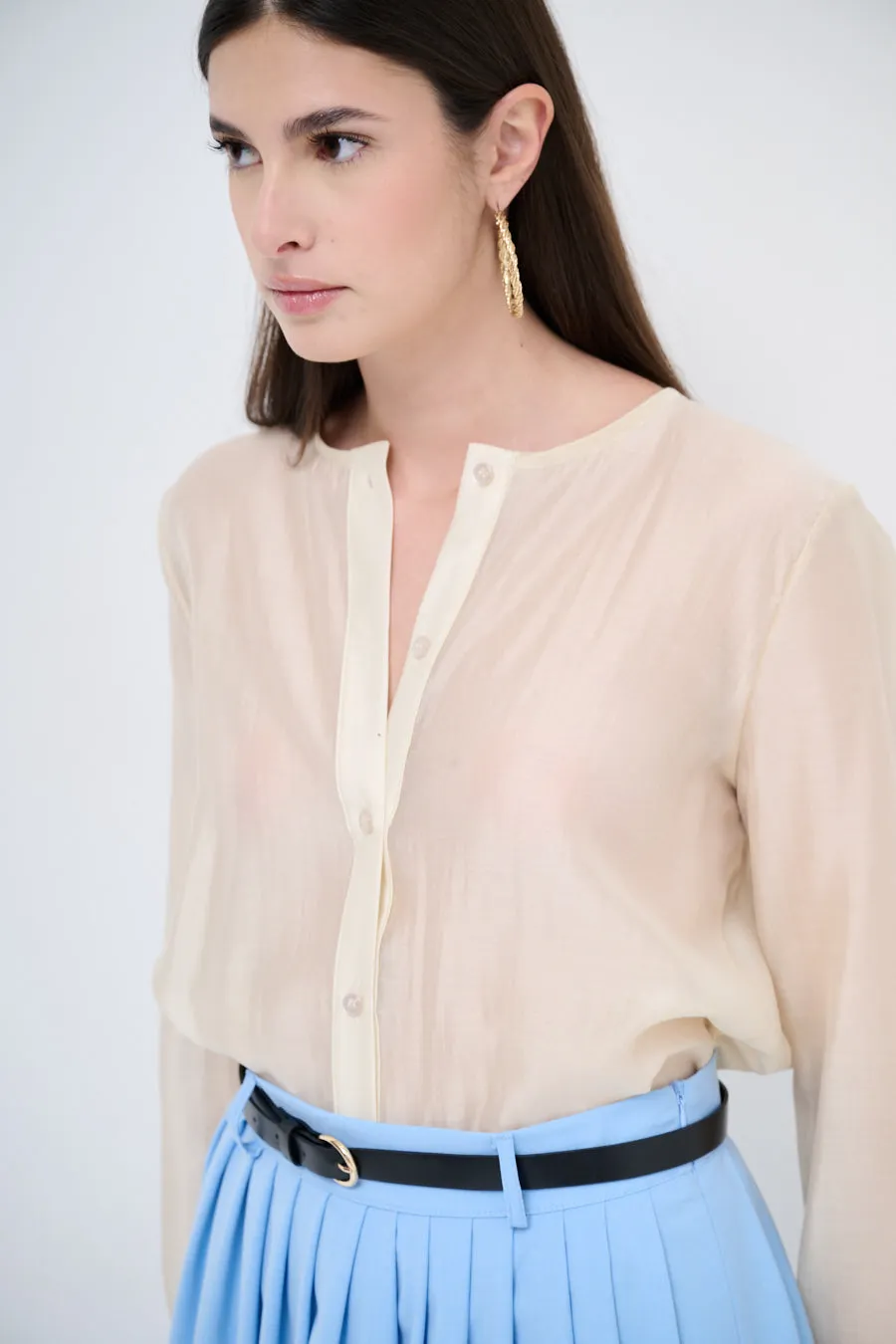 Sheer long-sleeve blouse wholesale