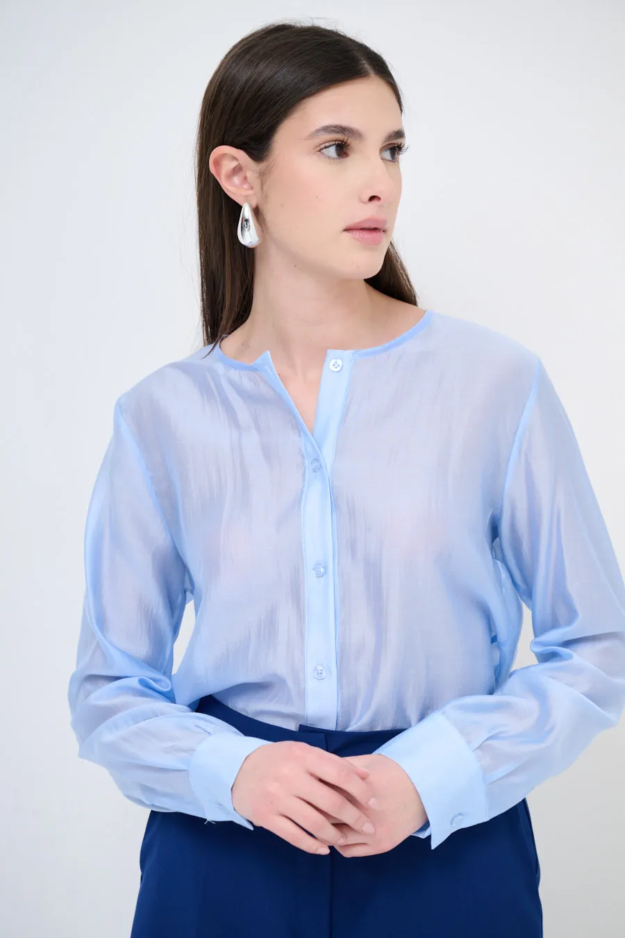 Sheer long-sleeve blouse wholesale