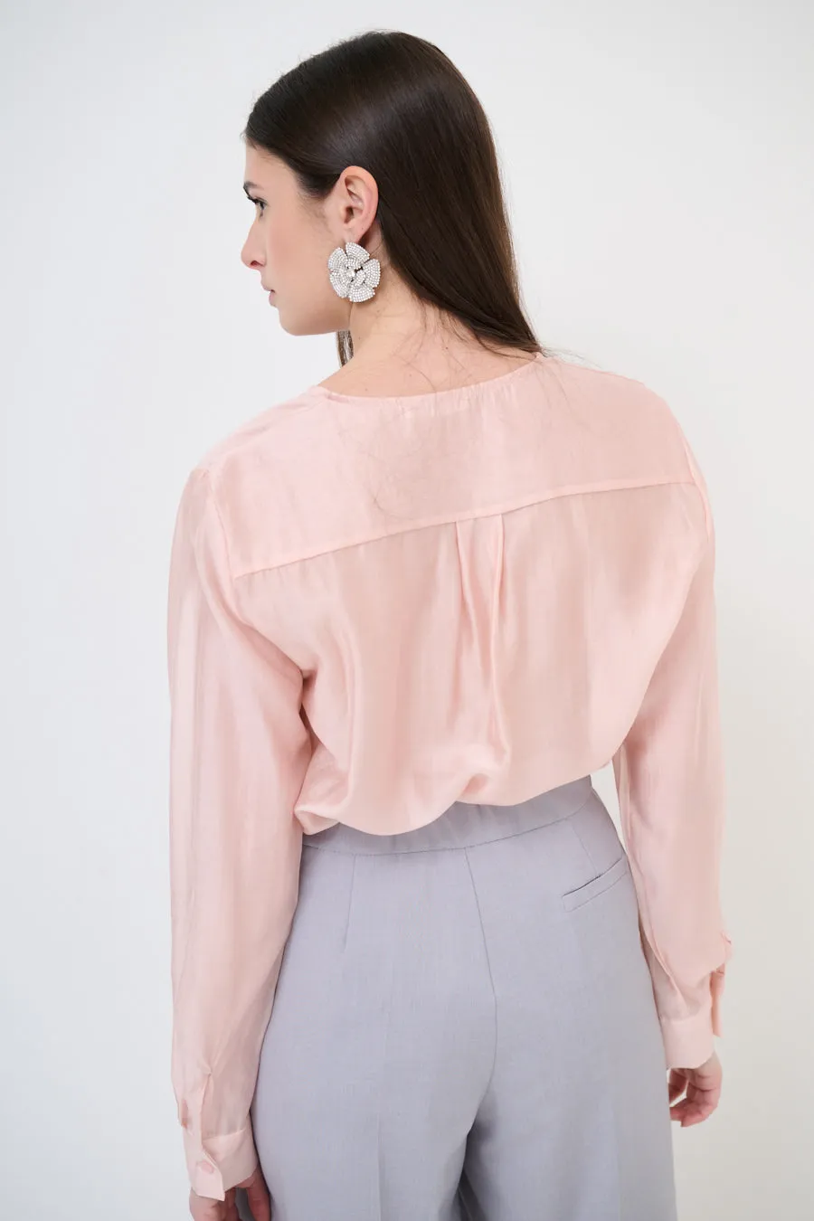 Sheer long-sleeve blouse wholesale