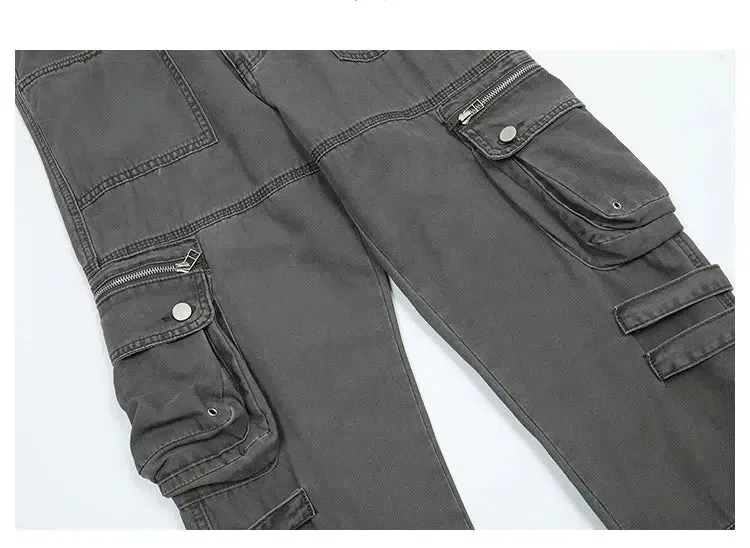 Side Zipper Pocket Slim-fit Cargo Pants