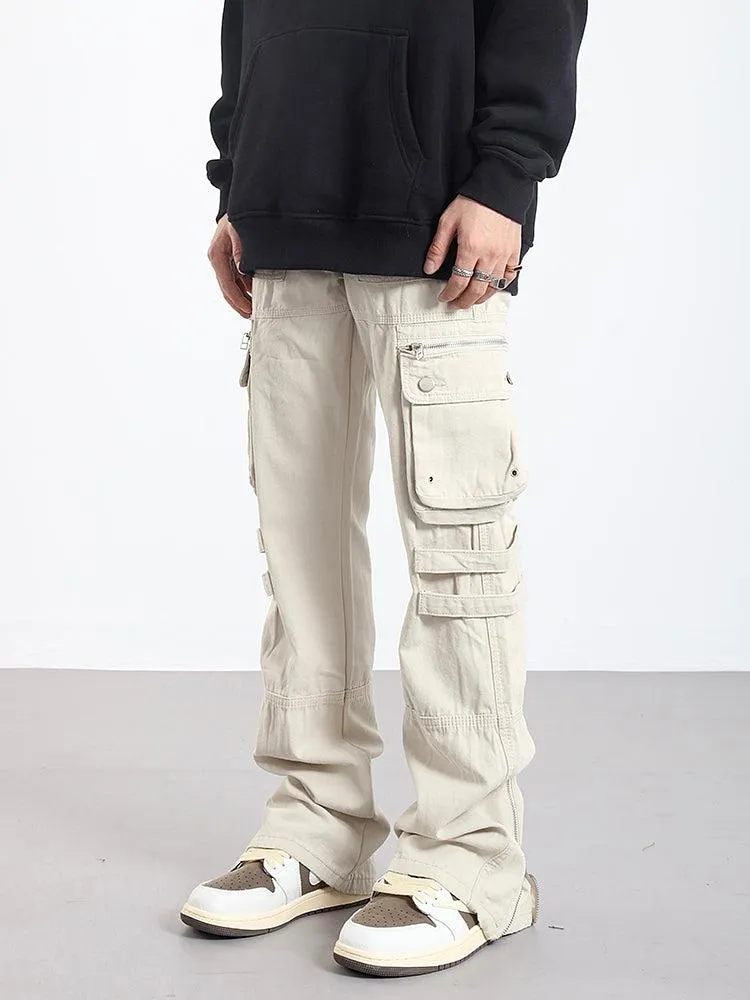 Side Zipper Pocket Slim-fit Cargo Pants