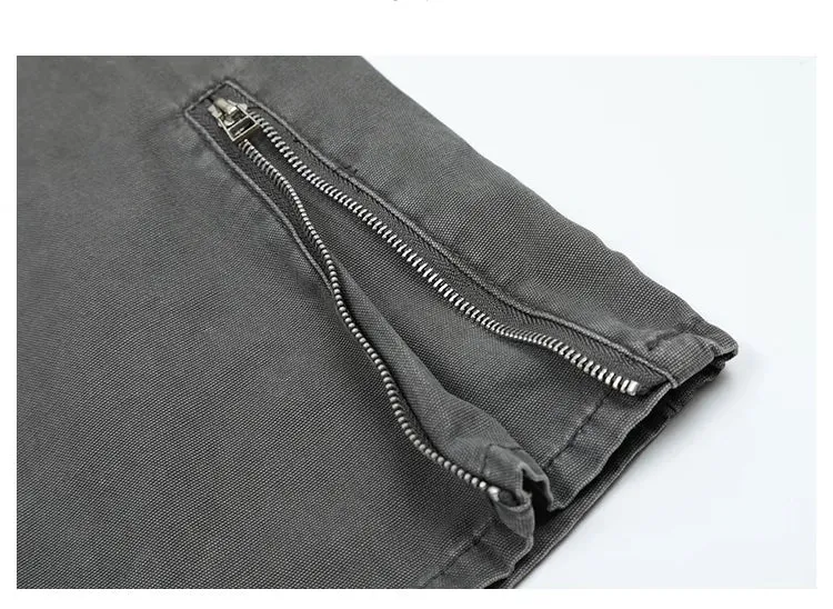 Side Zipper Pocket Slim-fit Cargo Pants