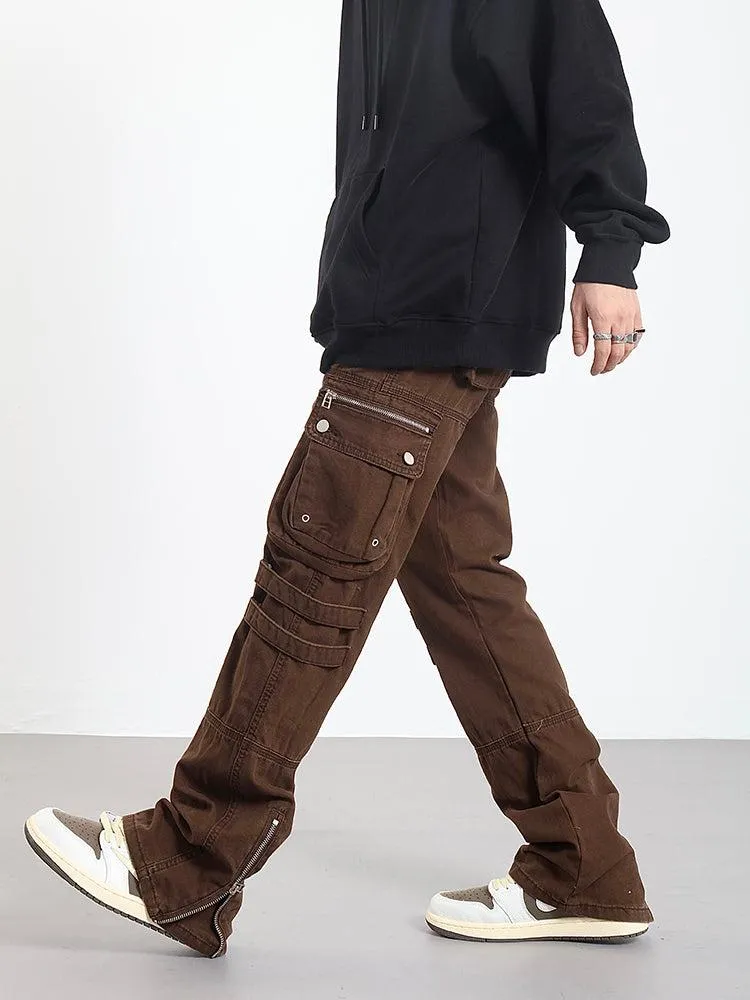 Side Zipper Pocket Slim-fit Cargo Pants