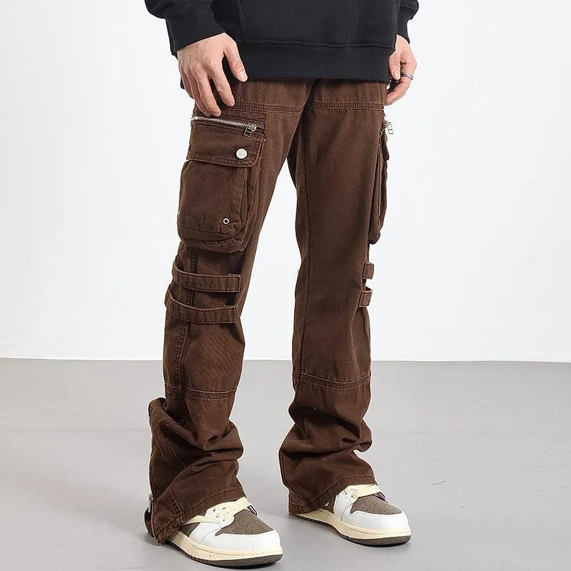 Side Zipper Pocket Slim-fit Cargo Pants