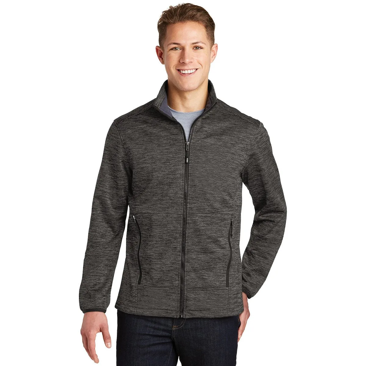 Sport-Tek Men's Grey-Black Electric Posicharge Electric Heather Soft Shell Jacket