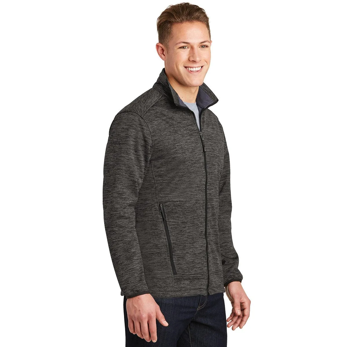 Sport-Tek Men's Grey-Black Electric Posicharge Electric Heather Soft Shell Jacket