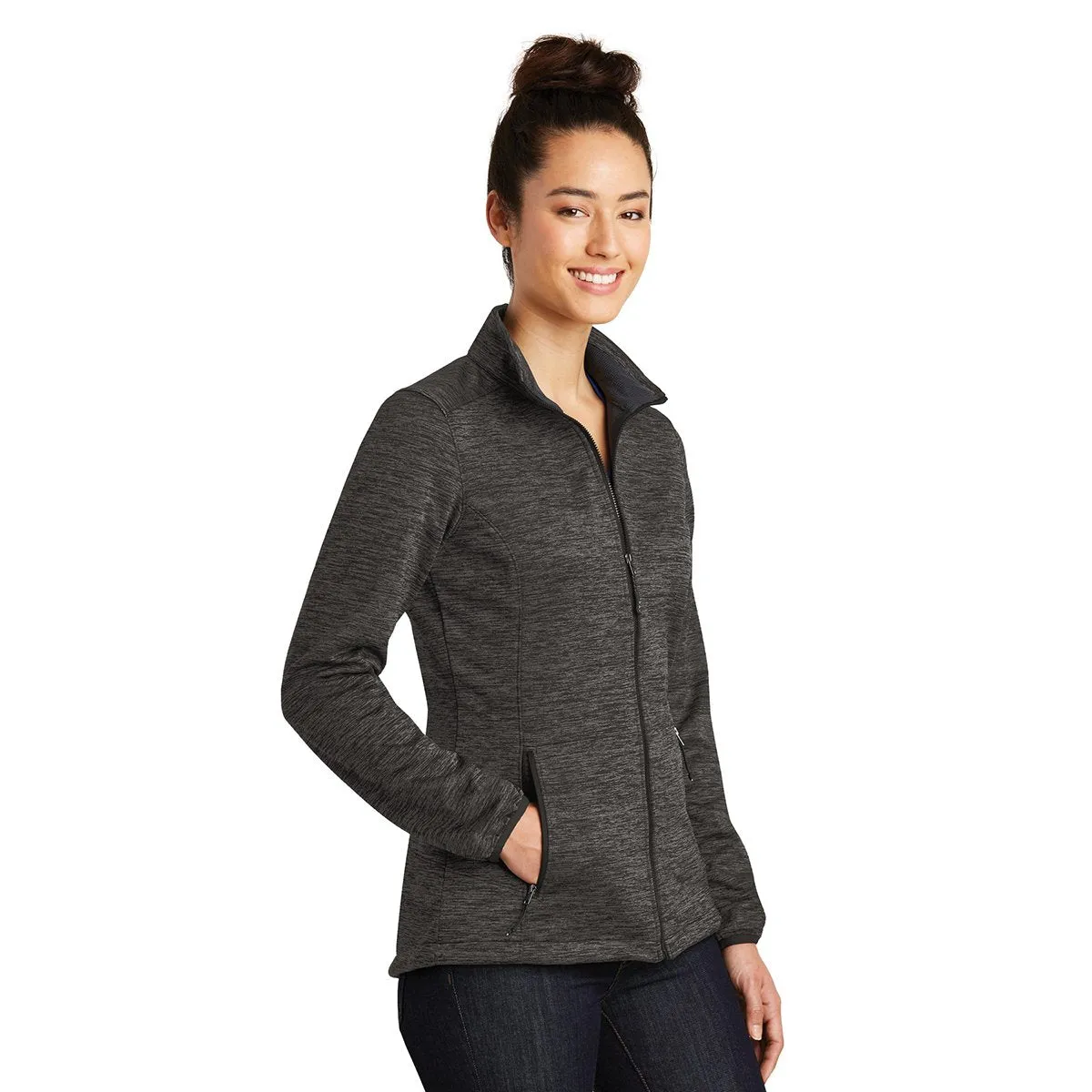 Sport-Tek Women's Grey-Black Electric Posicharge Electric Heather Soft Shell Jacket