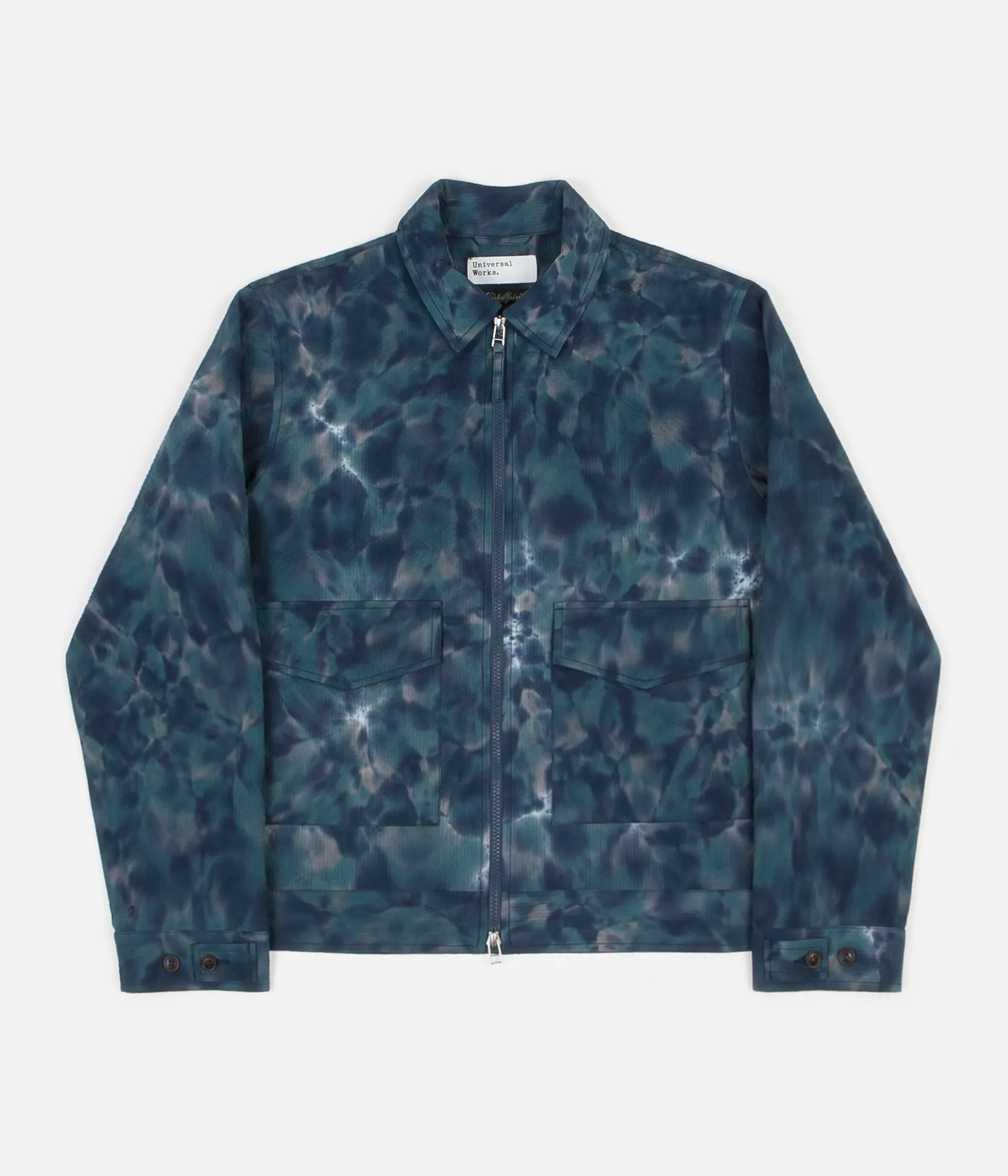 Universal Works Battleman Jacket - Space Dye Seersucker Blue