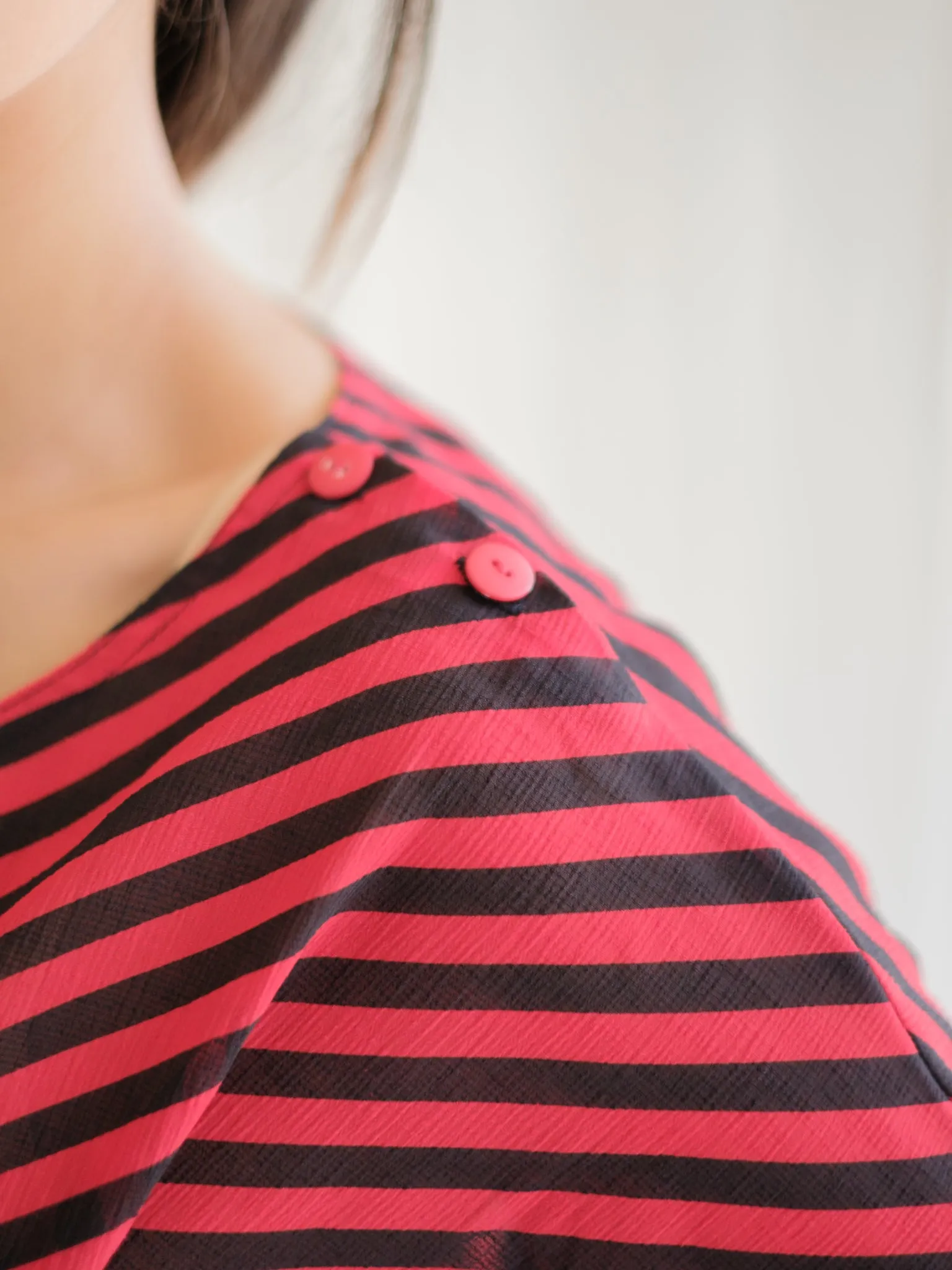 Vintage Black and Red Striped Dolman Sleeve Blouse