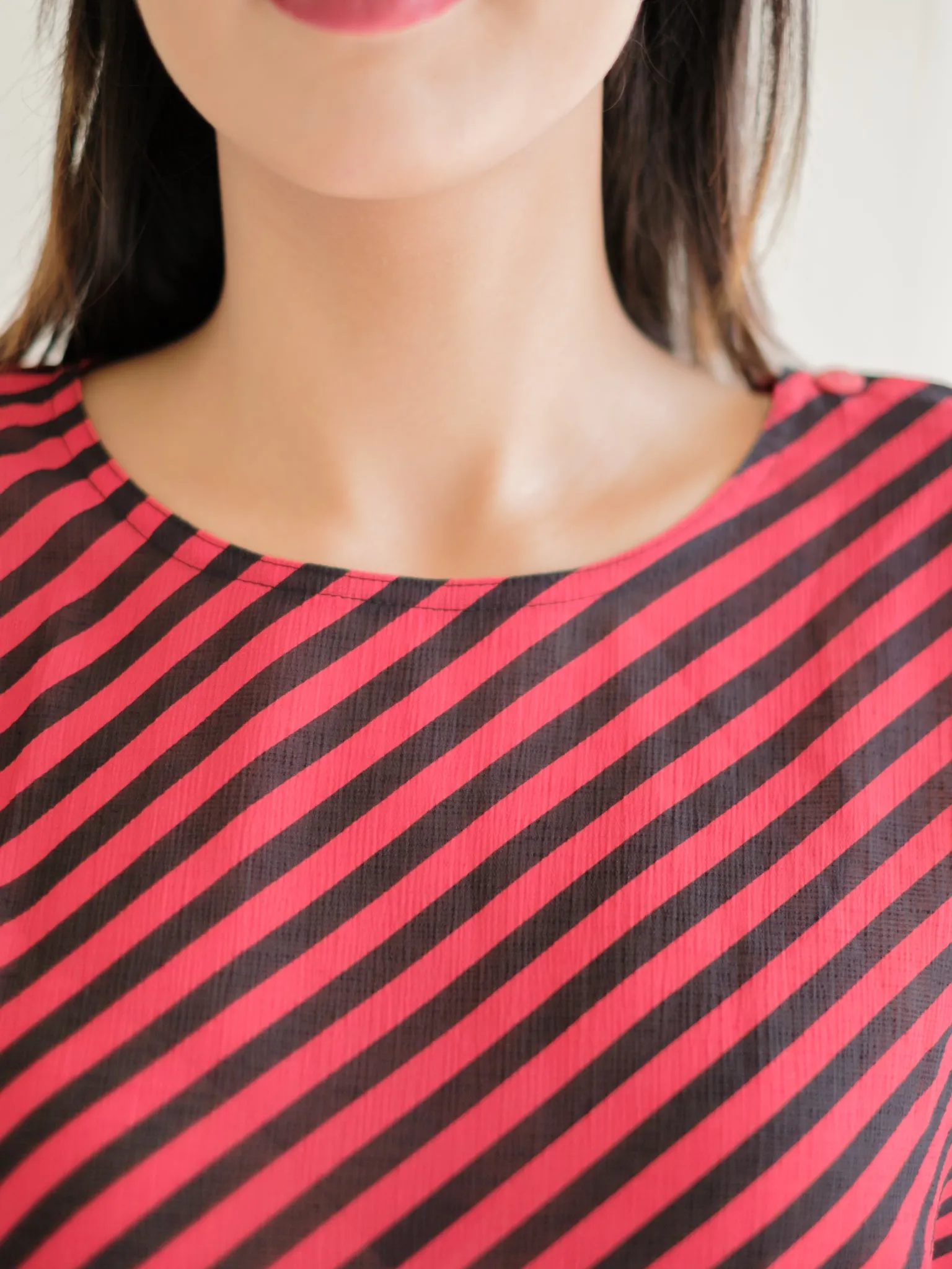 Vintage Black and Red Striped Dolman Sleeve Blouse