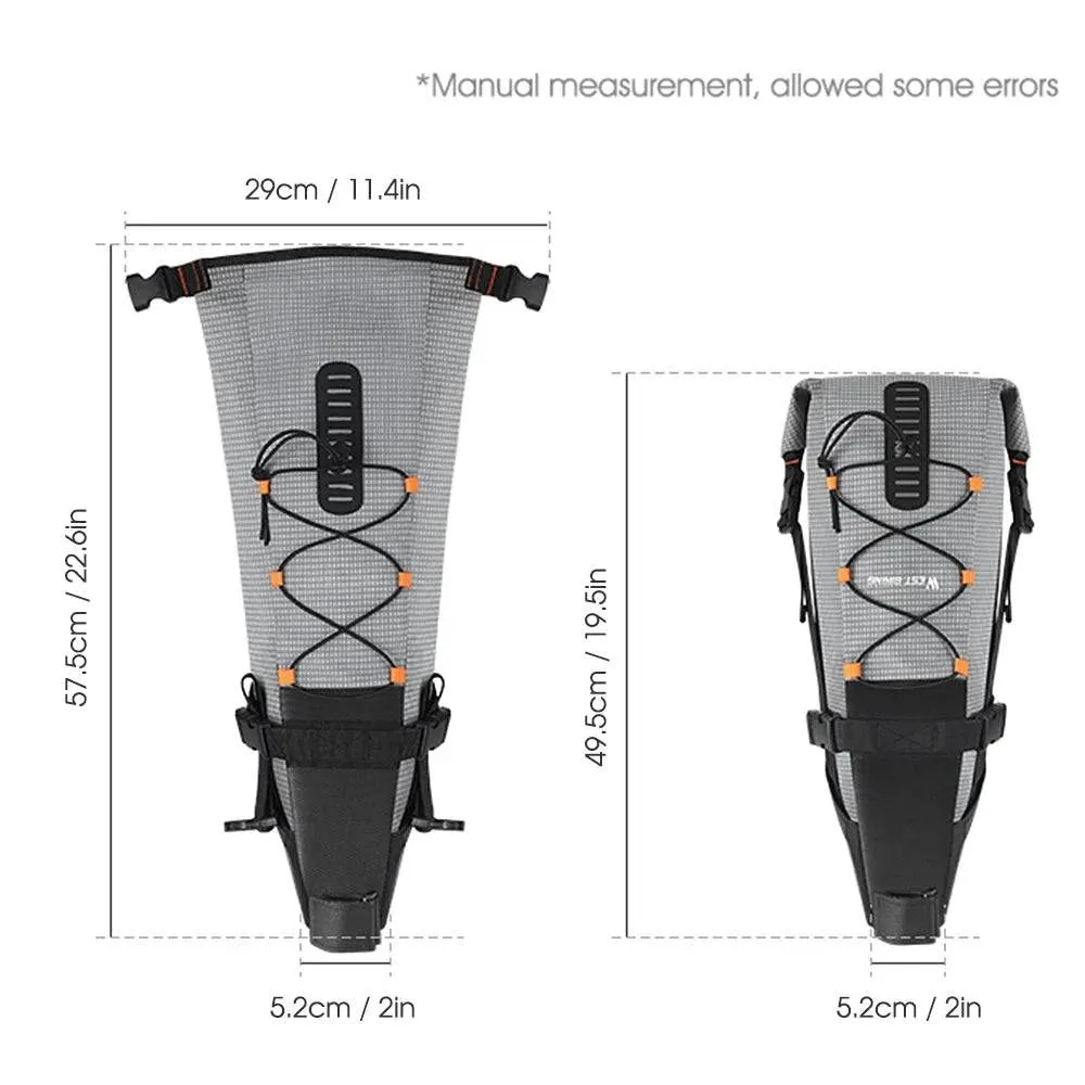 Waterproof Bike Saddle Bag 10L Bicycle Seat Bag Cycling Foldable Tail Rear Bag MTB Road Trunk Bikepacking Outdoor Travel